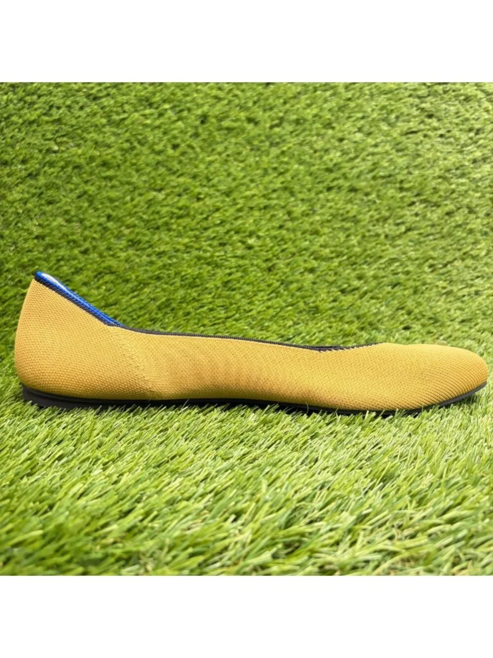 Rothy's The Square Womens Size 13 Beige Blue Casual Classic Slip On Ballet Flats